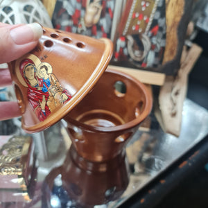 SALE Orthodox Lamp Kandili Ceramic Taper Top Brown