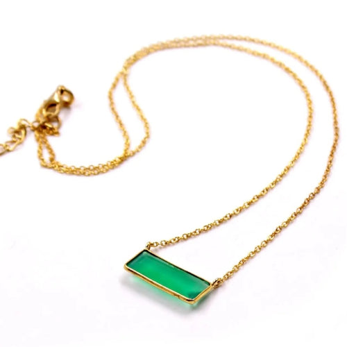 Green Onyx Necklace Gold