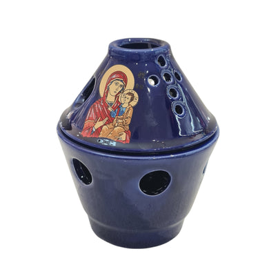 SALE Orthodox Lamp Kandili Ceramic Taper Top Blue
