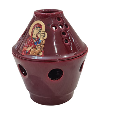 SALE Orthodox Lamp Kandili Ceramic Taper Top Burgundy