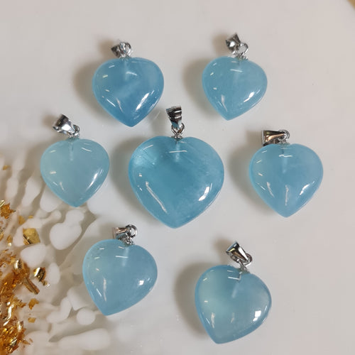 Aquamarine Blue Heart pendant necklace