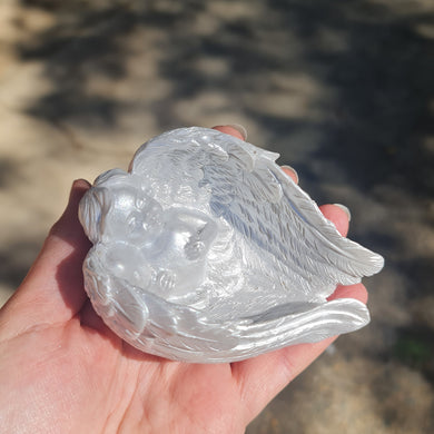 SALE Angel Wing Cupid trinket dish bowl figurine Silvery White