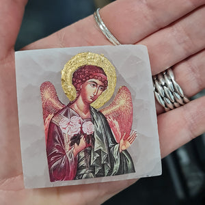 Archangel Barachiel Icon Selenite Stone