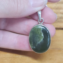 Vintage Green Jade Pendant 925 sterling silver