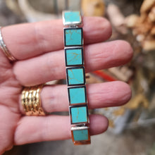 Natural Blue Turquoise Bracelet 925 sterling silver Square Cut