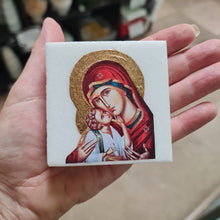 SALE Panayia Red Icon on Marble Stone