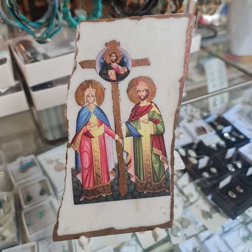 SALE Marble Constantine and Eleni Greek icon