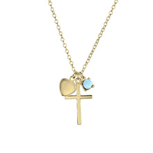 Blue Opal Faith Love Cross Necklace