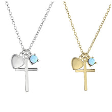 Blue Opal Faith Love Cross Necklace