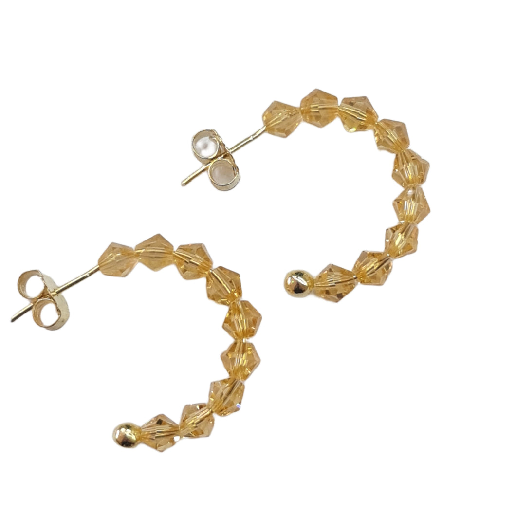 Citrine Crystal Cut Glass hoop stud earrings