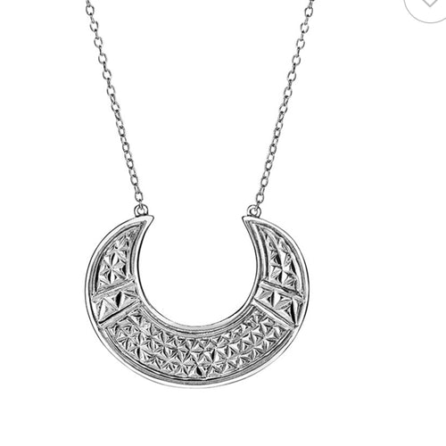 SALE Tribal Moon Necklace Silver