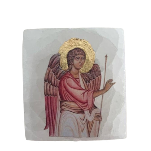 SALE Archangel Gabriel Icon Selenite Stone