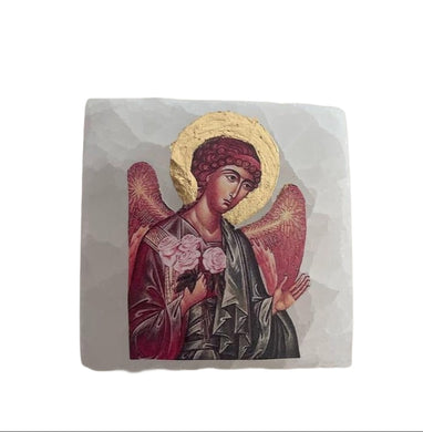 SALE Archangel Barachiel Icon Selenite Stone