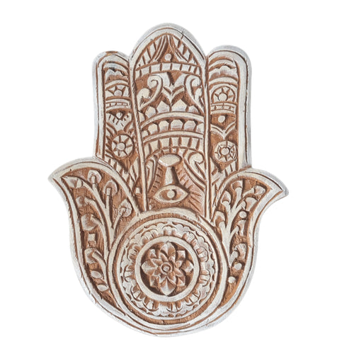 Hamsa Hand of Fatima Wood Carved Large
