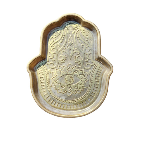 Hamsa Hand of Fatima Trinket Dish - Golden Beige