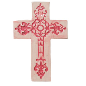 SALE Avignon ceramic wall cross in Pink wash