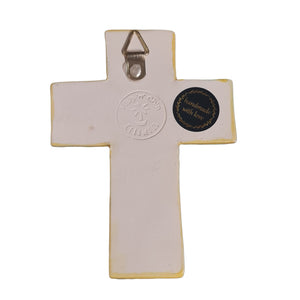 SALE Zante Ceramic Wall Cross Yellow and Gold