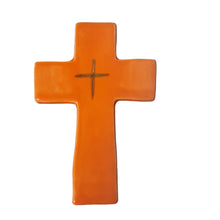 SALE Zante Ceramic Wall Cross Orange and Gold detail