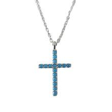 Zara Blue Cross Necklace Silver large