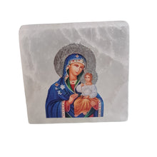 SALE Panayia Blue Icon on Selenite Stone