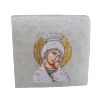 SALE Panayia White Icon on Selenite Stone