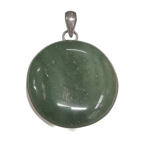 Vintage Green Jade Pendant 925 sterling silver XL