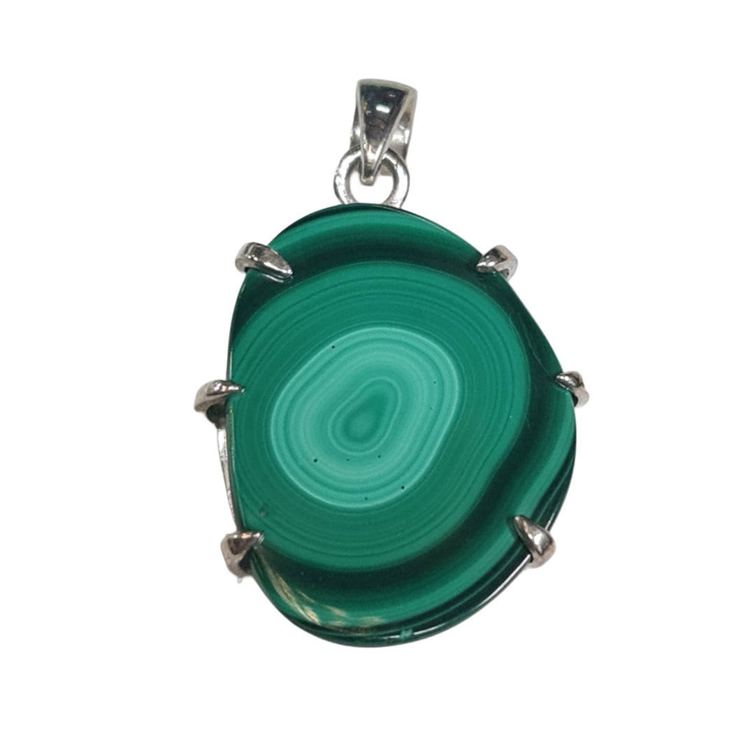 Malachite Pendant 925 sterling silver Round