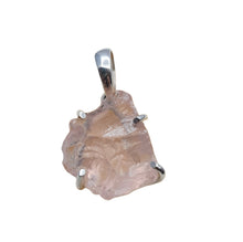Rose Quartz rough cut Stone Pendant and Earrings SET