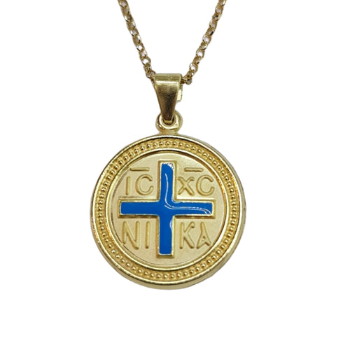 Dion Blue Greek Constantinato Cross Necklace