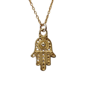 Hamsa hand of fatima Pendant Necklace Gold