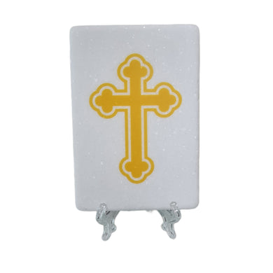 SALE Thassos White Marble Byzantine Greek Cross Gold