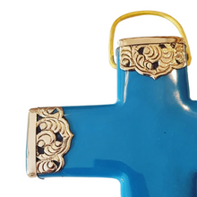 SALE Thalassa Blue ceramic metal wall cross