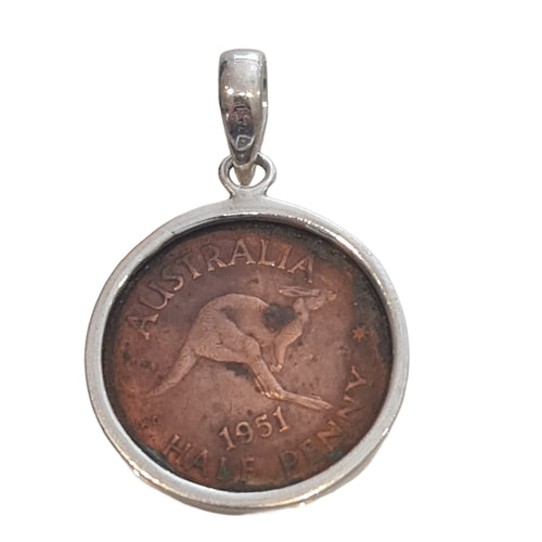 1951 Australian Half Penny coin pendant