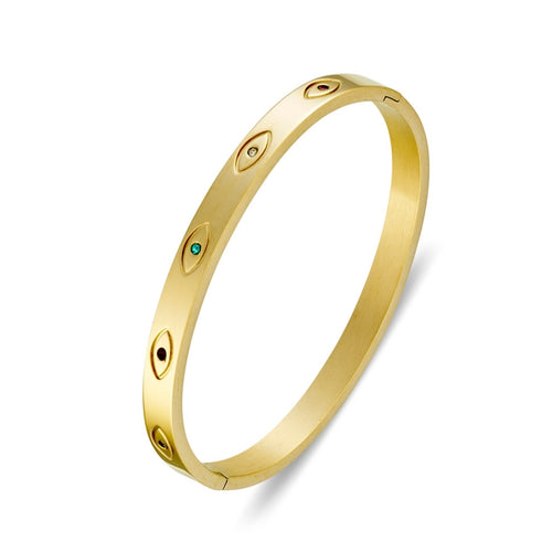 Evil Eye Cubic Zirconia Bangle Gold