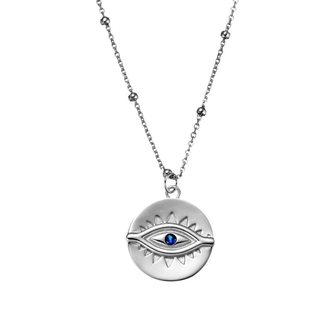 Delphi Evil Eye Necklace Silver Large