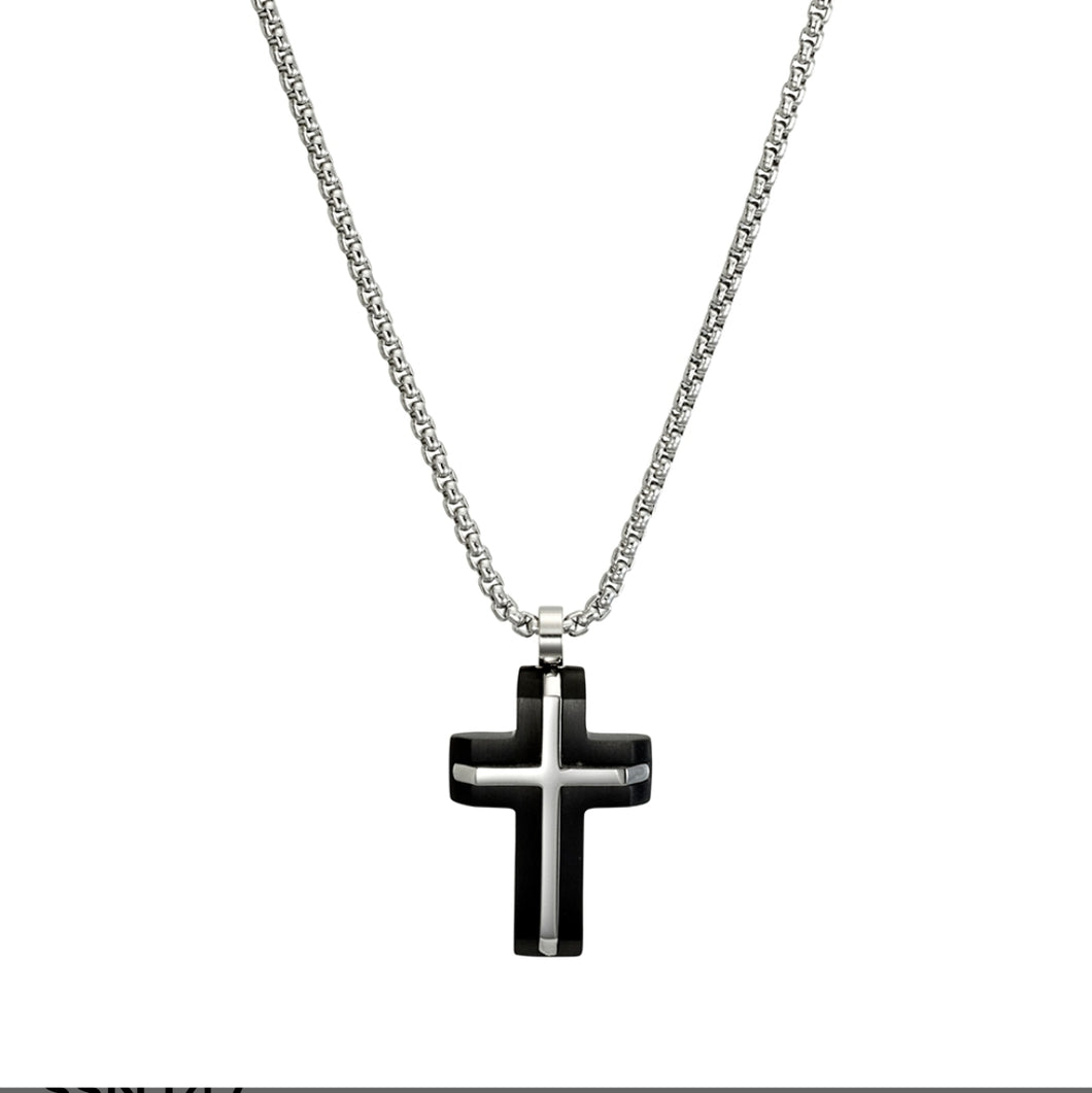 Aristion Mens cross stainless steel - Black