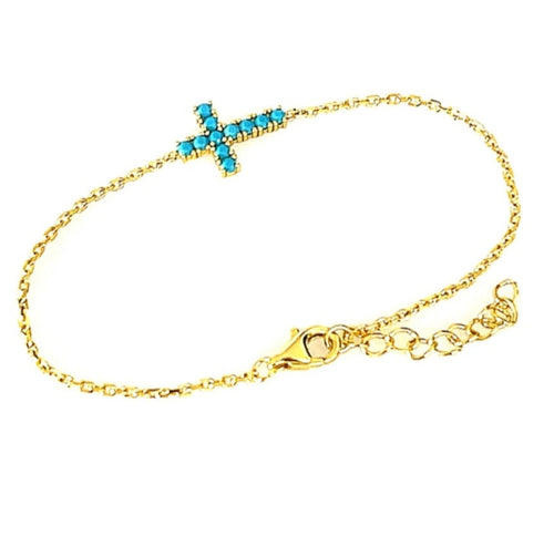 Zara Blue Cross Bracelet Gold large