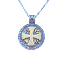 Aegina Greek Constantinato Cross Necklace Silver