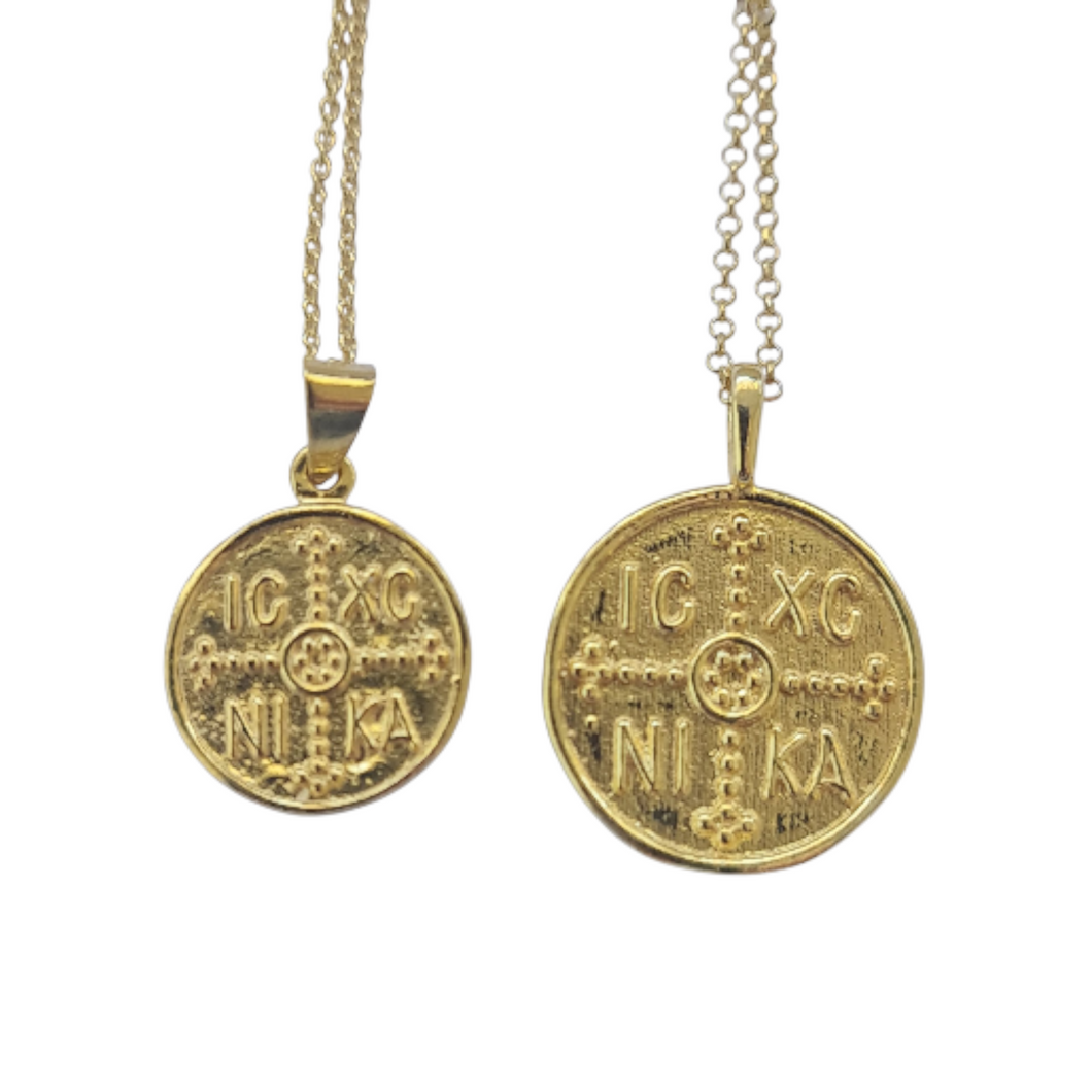 Ares Greek Constantinato Cross Necklace Gold