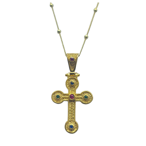 SALE Celestial Byzantine Greek Cross Necklace