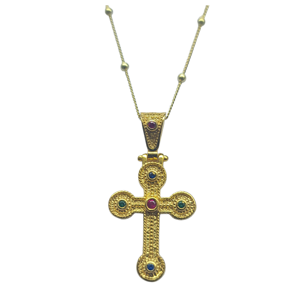 Celestial Byzantine Greek Cross Necklace