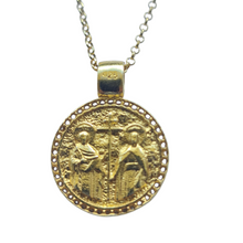 Aegina Greek Constantinato Cross Necklace Gold