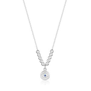 Nadia evil eye necklace in silver