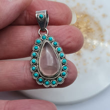 Rose Quartz and Turquoise Stone pendant large
