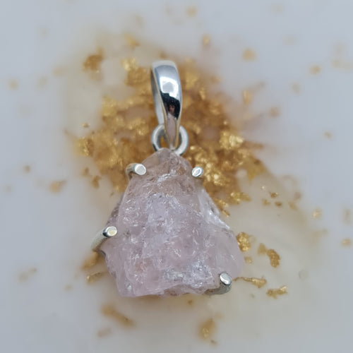 Rose Quartz rough cut Stone pendant