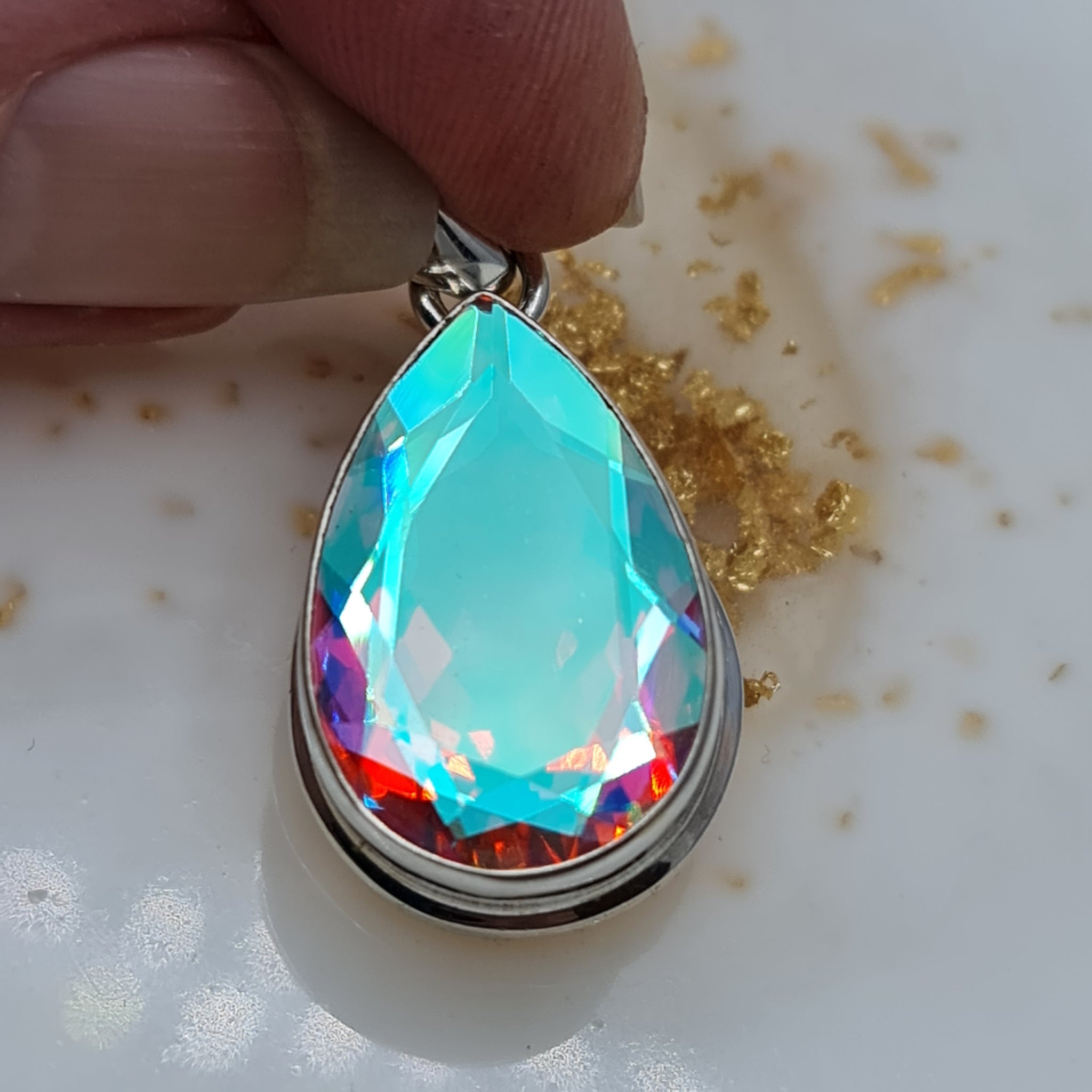 Angel aura quartz hot sale crystal necklace