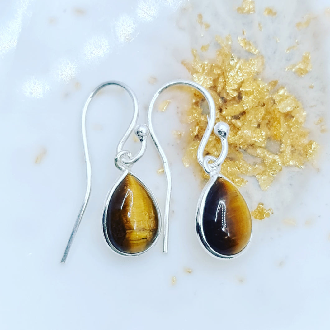 Golden Tigers Eye Stone drop earring tear drop