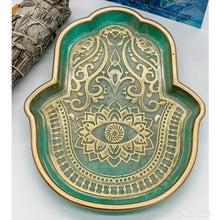 SALE Hamsa Hand of Fatima Trinket Dish - Agean Green