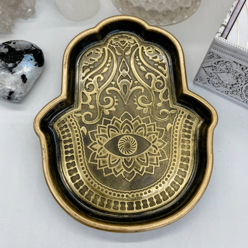 SALE Hamsa Hand of Fatima Trinket Dish - Black