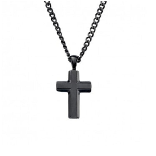 Cassius Mens Cross Necklace stainless steel Black